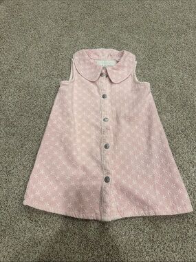 Zara Girls Light Pink Embroidered button down Dress 2T